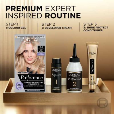 L’Oréal Paris Preference Permanent Hair Dye, Luminous Colour, Light Ash Blonde 8.1