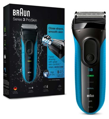 Braun Series 3 ProSkin Electric Shaver - Black/Blue 3010s