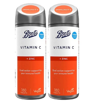 Boots Vitamin C & Zinc Bundle: 2 x 180 Tablets (1 year supply)