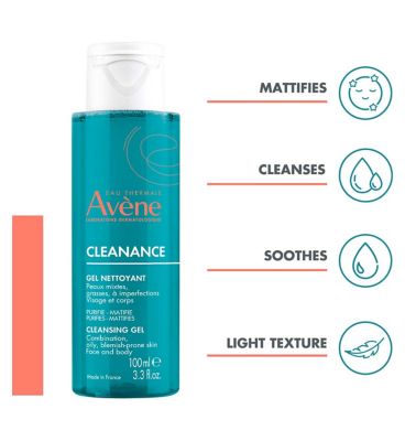 Avène Cleanance Cleansing Gel Cleanser for Oily, Blemish-Prone Skin 100ml