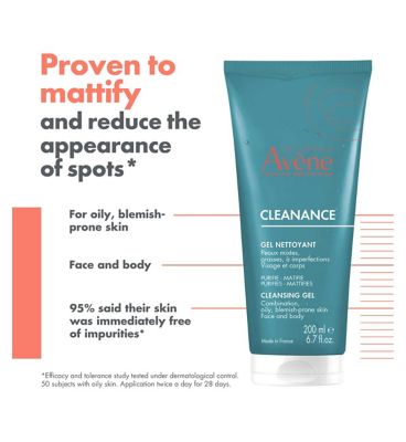 Avène Cleanance Cleansing Gel Cleanser for Oily, Blemish-Prone Skin 200ml
