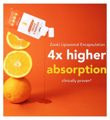 Zooki Liposomal Vitamin C 1,000mg, Citrus Orange Flavour - 30x15ml Liquid Sachets