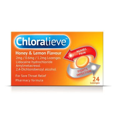 Chloralieve Honey & Lemon Flavour 2mg / 0.6mg / 1.2mg Lozenges 24s Lozenges 24s