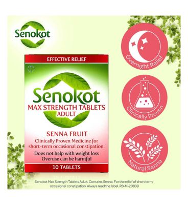 Senokot Max Strength Tablets Senna Laxative for Constipation 10s