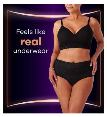 Always Discreet Boutique Underwear Incontinence Pants Plus Large Black - 48 Pants (6 pack bundle)