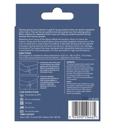 Boots Sports Tennis/Golf Elbow Strap - One Size