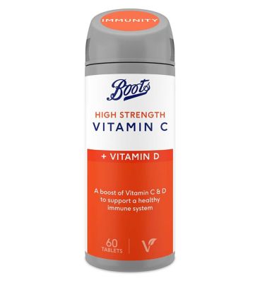 Boots High Strength Vitamin C + Vitamin D, 60 Tablets