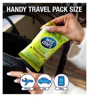 Wet Ones Be Zingy Biodegradable Antibacterial Hand Wipes, 12 Pack