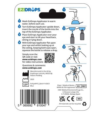 EziDrops Eye Drop Applicator for Standard Nozzle Bottles
