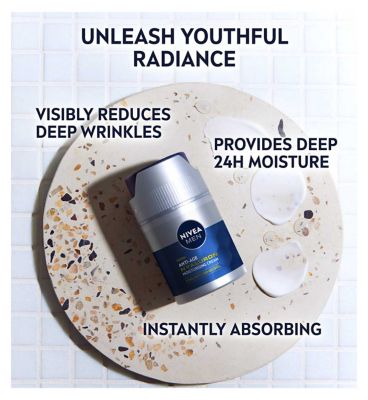 NIVEA MEN Anti-Age Hyaluron Day Cream Moisturiser with Hyaluronic Acid SPF15 50ml