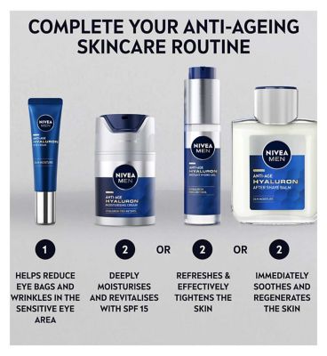 NIVEA MEN Anti-Age Hyaluron Day Cream Moisturiser with Hyaluronic Acid SPF15 50ml