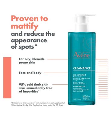 Avène Cleanance Cleansing Gel Cleanser for Oily, Blemish-Prone Skin 400ml