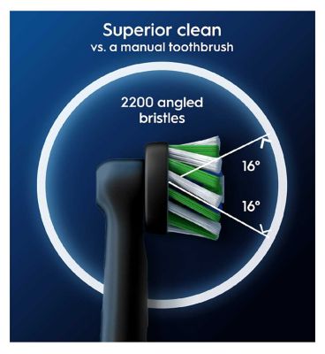 Oral-B CrossAction Toothbrush Head Black Edition with CleanMaximiser Technology, 4 Pack
