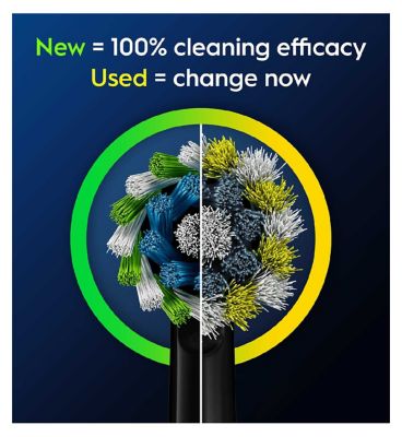 Oral-B CrossAction Toothbrush Head Black Edition with CleanMaximiser Technology, 4 Pack