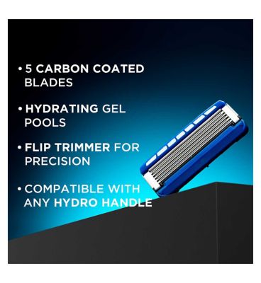 Wilkinson Sword Hydro 5 Men’s Razor Blade Refills x 4, with Hydrating Gel & Precision Trimmer