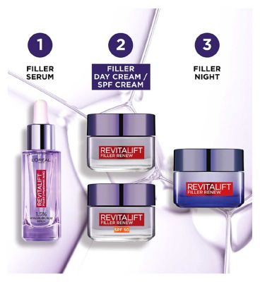 L'Oreal Paris Revitalift Filler + Hyaluronic Acid Anti Ageing Anti-Wrinkle SPF 50 Replumping Day Cream 50ml