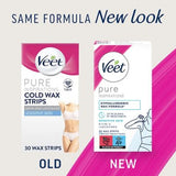 Veet Pure Wax Strips Bikini & Underarms for Sensitive Skin - 30 Wax Strips