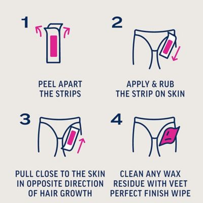 Veet Pure Wax Strips Bikini & Underarms for Sensitive Skin - 30 Wax Strips