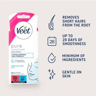 Veet Pure Inspirations Wax Strips For Face Sensitive Skin - 40s