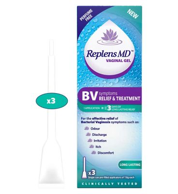 Replens MD BV symptoms RELIEF & TREATMENT Vaginal Gel 3 Pre-Filled Applicators