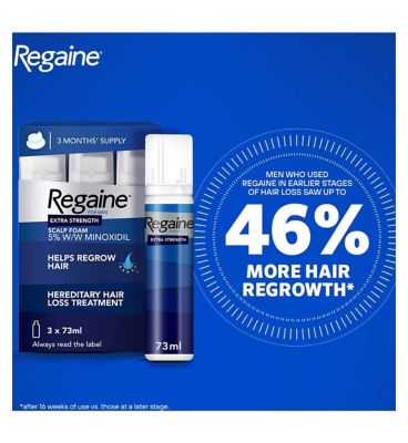 Regaine for Men Extra Strength Scalp Foam 5% w/w Cutaneous Foam - 3 Months Supply