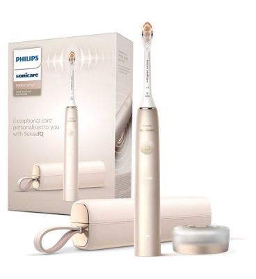 Philips Sonicare Electric Toothbrush Prestige 9900 Champagne with USB Charging Case & SenseIQ HX9992/11