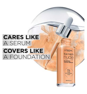 L'Oreal Paris True Match Nude Plumping Tinted Skin Serum, 1% Hyaluronic Acid