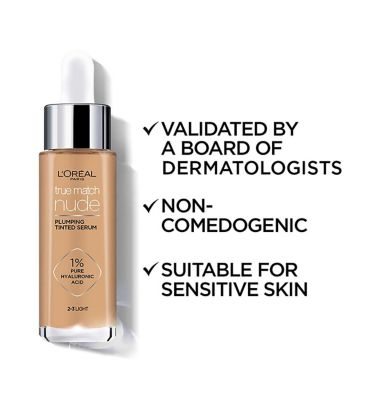 L'Oreal Paris True Match Nude Plumping Tinted Skin Serum, 1% Hyaluronic Acid
