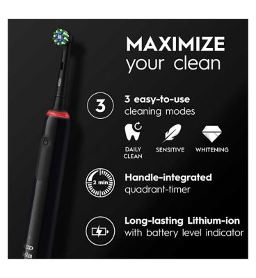 Oral-B Pro 3 - 3900 - Black & Pink Electric Toothbrush Duo Pack