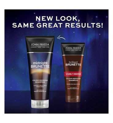 John Frieda Midnight Brunette Colour Deepening Shampoo 250ml for Dull, Brunette Hair