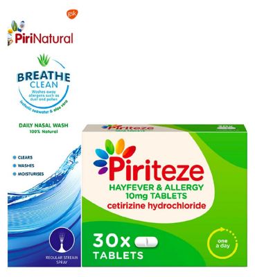 Piriteze Allergy Relief Tablet & Piri Natural Nasal Spray Bundle