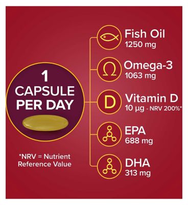 Seven Seas Omega-3 Fish Oil Max Strength with Vitamin D 30 Capsules