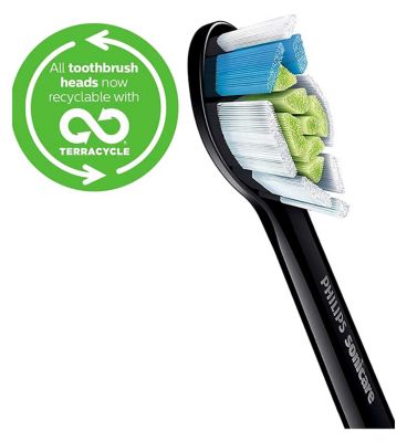 Philips Sonicare Optimal White Replacement Toothbrush Brush Heads (Black) 4 Pack