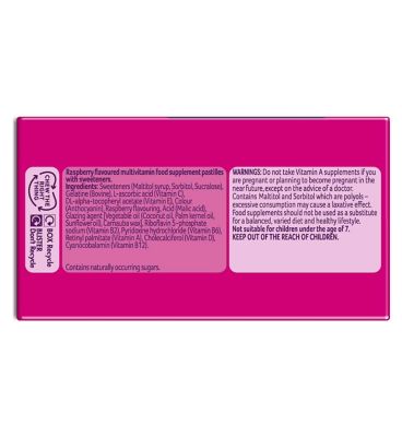 Bassetts Multivitamins Raspberry Flavour Soft and Chewies 7-11 Years - 60 Pack