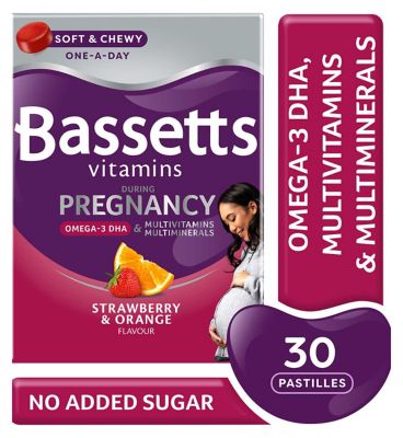 Bassetts Vitamins During Pregnancy Strawberry & Orange Flavour – 30 Pastilles