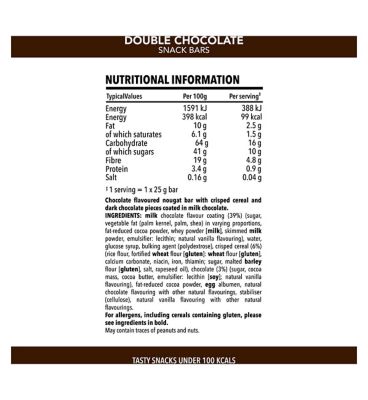 SlimFast Double Chocolate Snack Bar x 6 bars (6 x 25g)