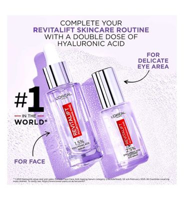 L'Oréal Paris 2.5% Hyaluronic Acid and Caffeine Eye Serum, Revitalift Filler Eye Serum – 20ml