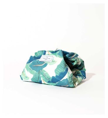 The Flat Lay Co. Open Flat Drawstring Makeup Bag in Tropical Leaves Print