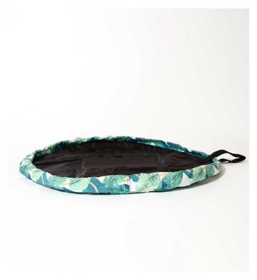 The Flat Lay Co. Open Flat Drawstring Makeup Bag in Tropical Leaves Print