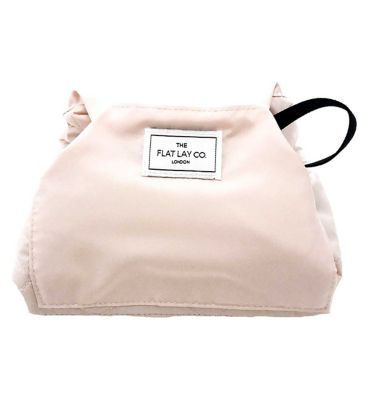 The Flat Lay Co. Open Flat Drawstring Makeup Bag in Blush Pink