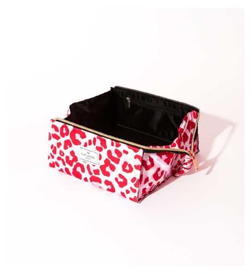 The Flat Lay Co. Open Flat Box Makeup Bag in Pink Leopard Print