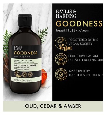 Baylis & Harding Goodness Oud, Cedar & Amber Bath Soak 500ml