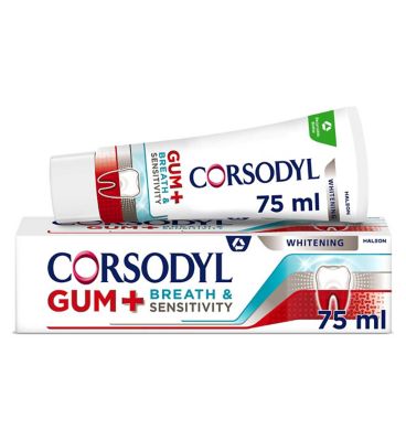 Corsodyl Gum+ Breath & Sensitivity Toothpaste Whitening 75ml