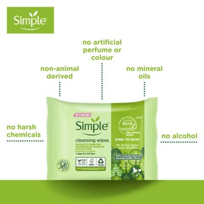 Simple Kind to Skin Biodegradable Cleansing Wipes 25 PC