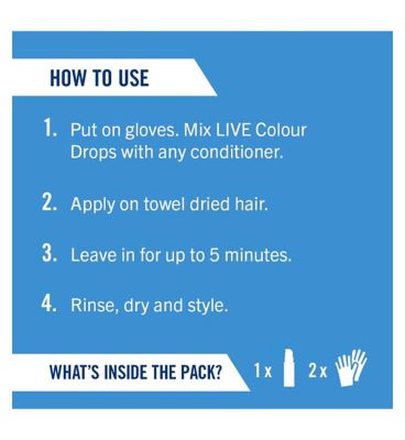 Schwarzkopf LIVE Colour Drops Semi-permanent Blue Hair Dye Crystal Blue 30ml