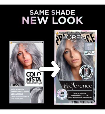 L'Oreal Paris Preference Vivids Permanent Hair Dye, Intense Luminous Colour, Silver Grey 10.11