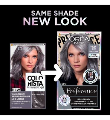 L'Oreal Paris Preference Vivids Permanent Hair Dye, Intense Luminous Colour, Smokey Grey 9.11
