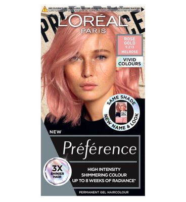 L'Oreal Paris Preference Vivids Permanent Hair Dye, Intense Luminous Colour, Rose Gold 9.213