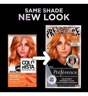 L'Oreal Paris Preference Vivids Permanent Hair Dye, Intense Luminous Colour, Copper 7.43