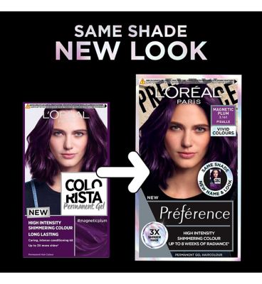 L'Oreal Paris Preference Vivids Permanent Hair Dye, Intense Luminous Colour, Magnetic Plum 3.16